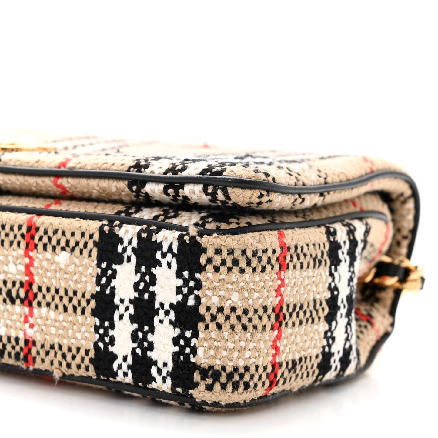 Calfskin Boucle Check Small Lola Chain Bag Archive Beige