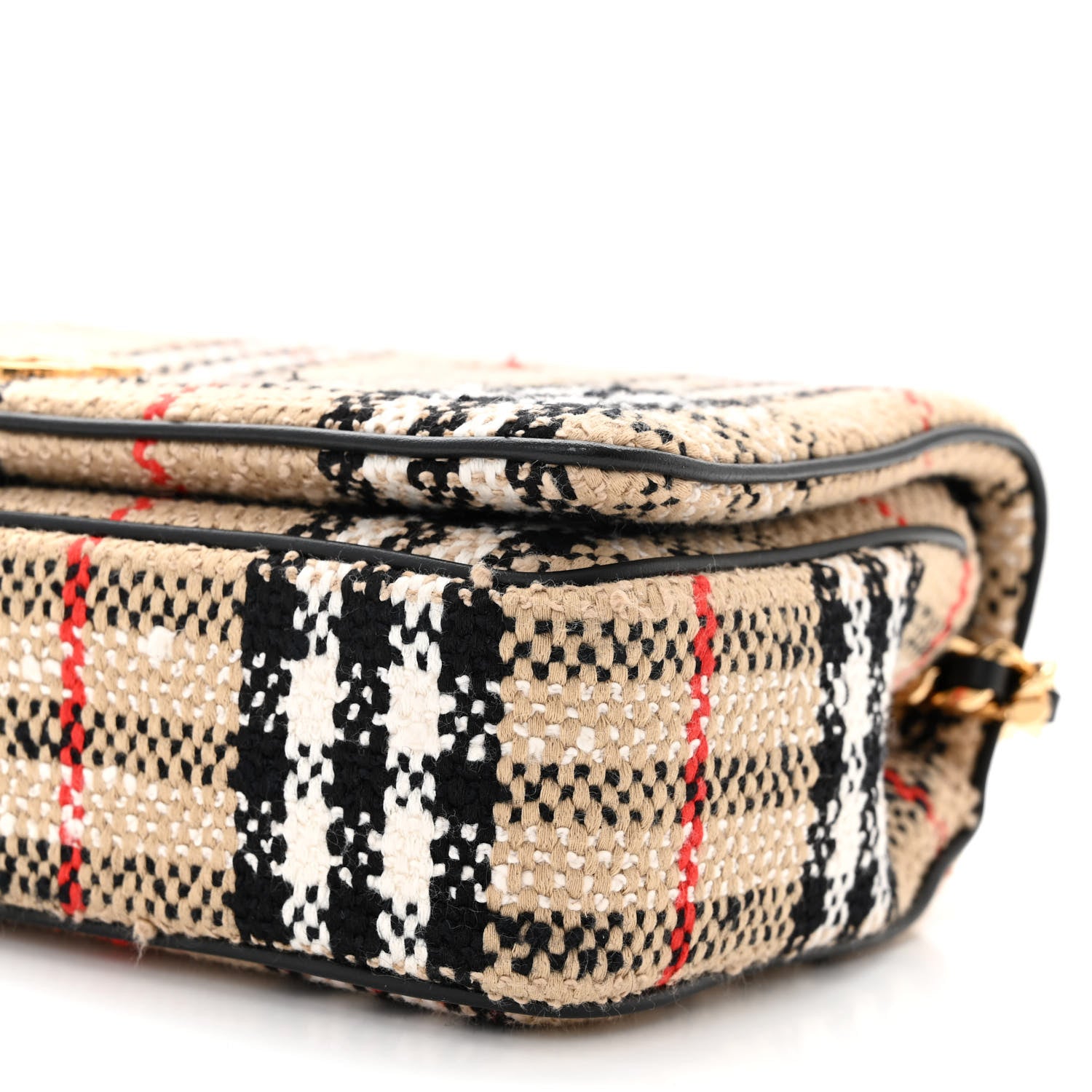 Burberry Calfskin Boucle Check Small Lola Chain Bag Archive Beige 10 of 11