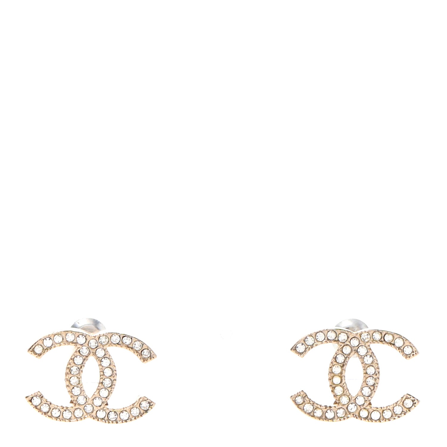 Chanel Crystal CC Earrings Gold 1 of 2