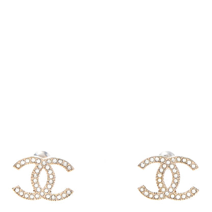 Chanel Crystal CC Earrings Gold 1 of 2
