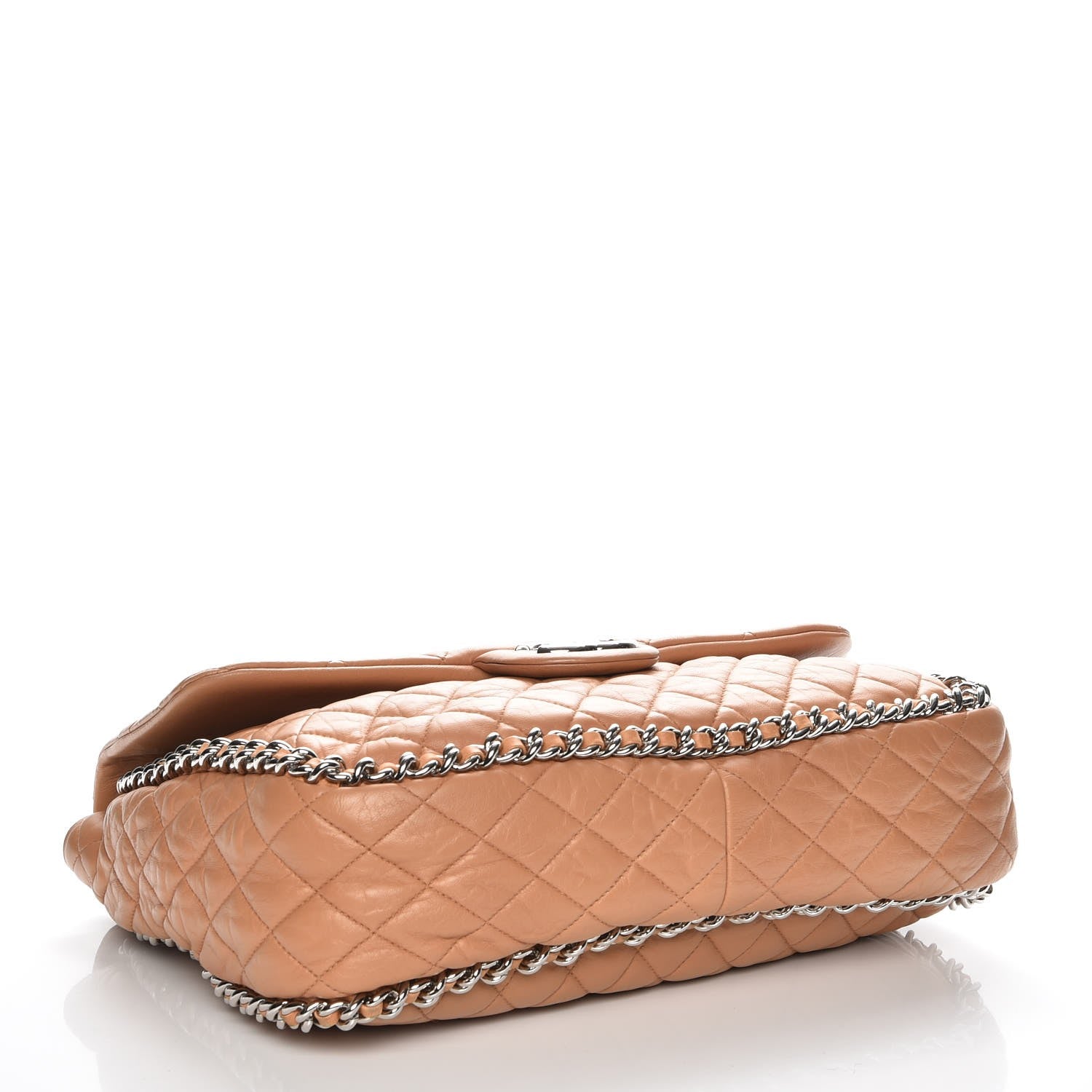 Chanel Washed Lambskin Chain Around Maxi Flap Bag Dark Beige 4 of 7