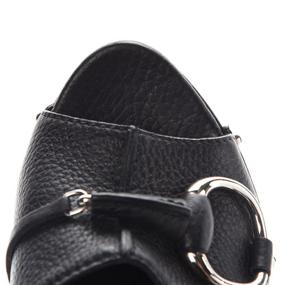 Gucci Cellarius Soft Calfskin Icon Bit Platform Clog High Heel Slide Sandals 37.5 Black 10 of 13