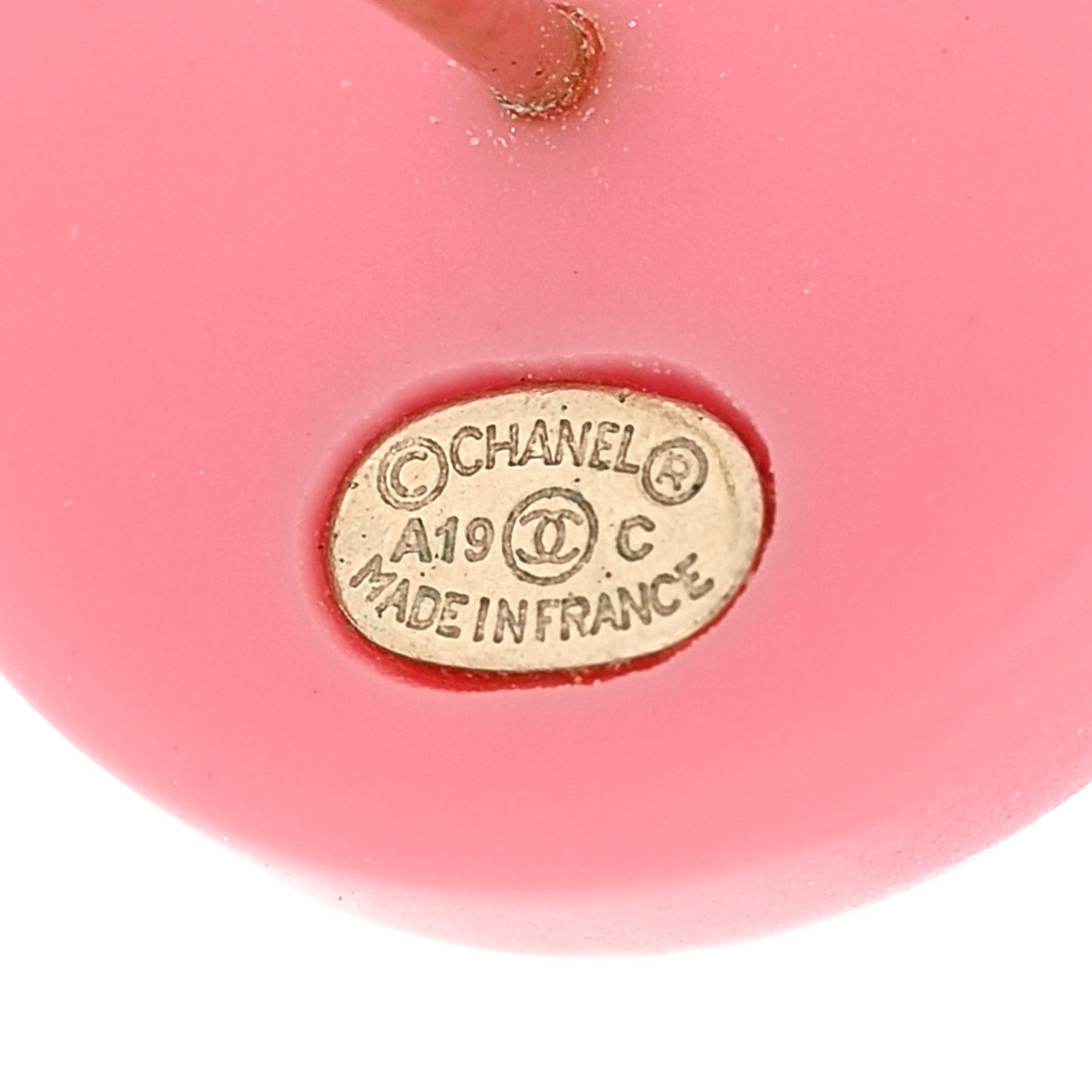 Resin Crystal Chain CC Round Earrings Gold Pink