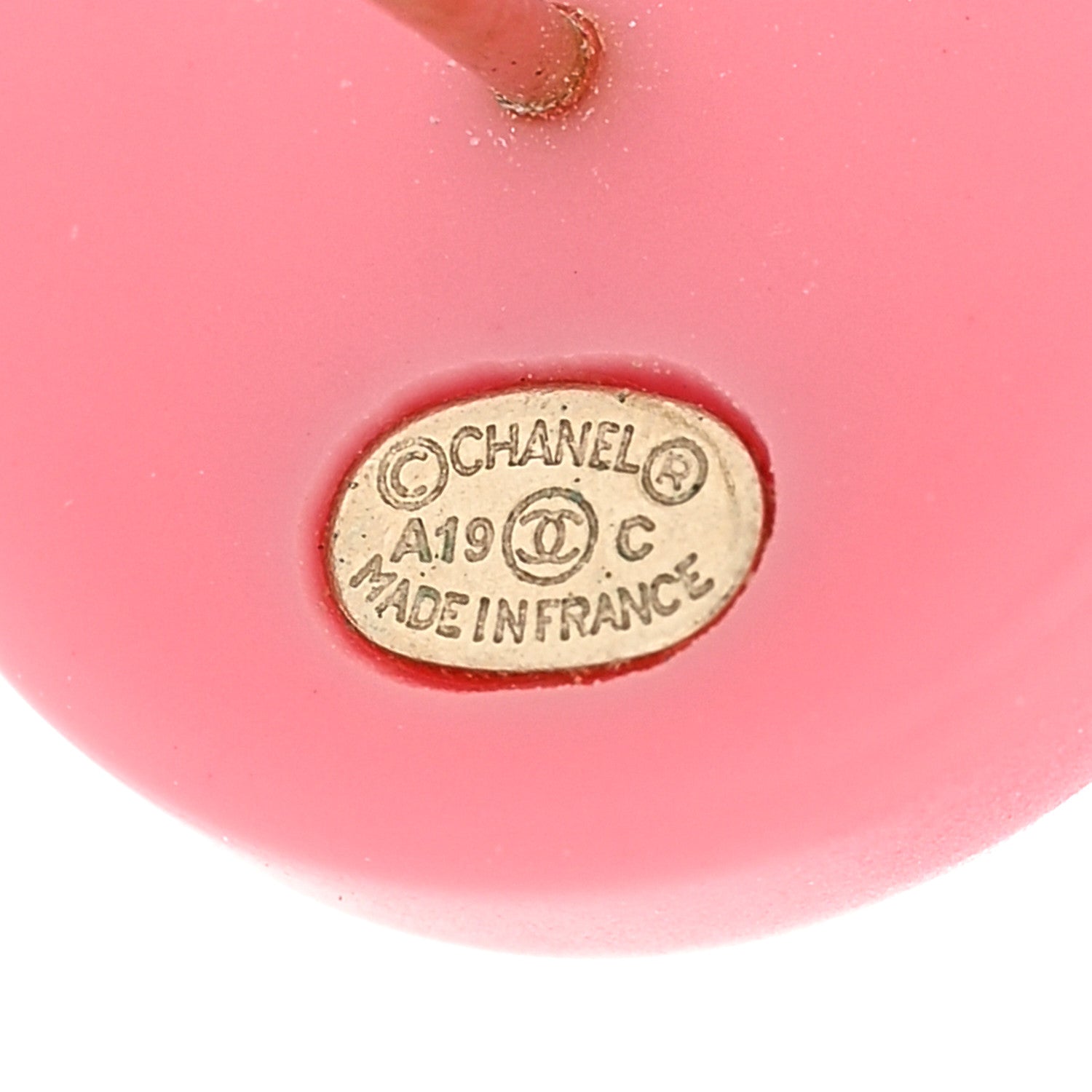 Chanel Resin Crystal Chain CC Round Earrings Gold Pink 3 of 6