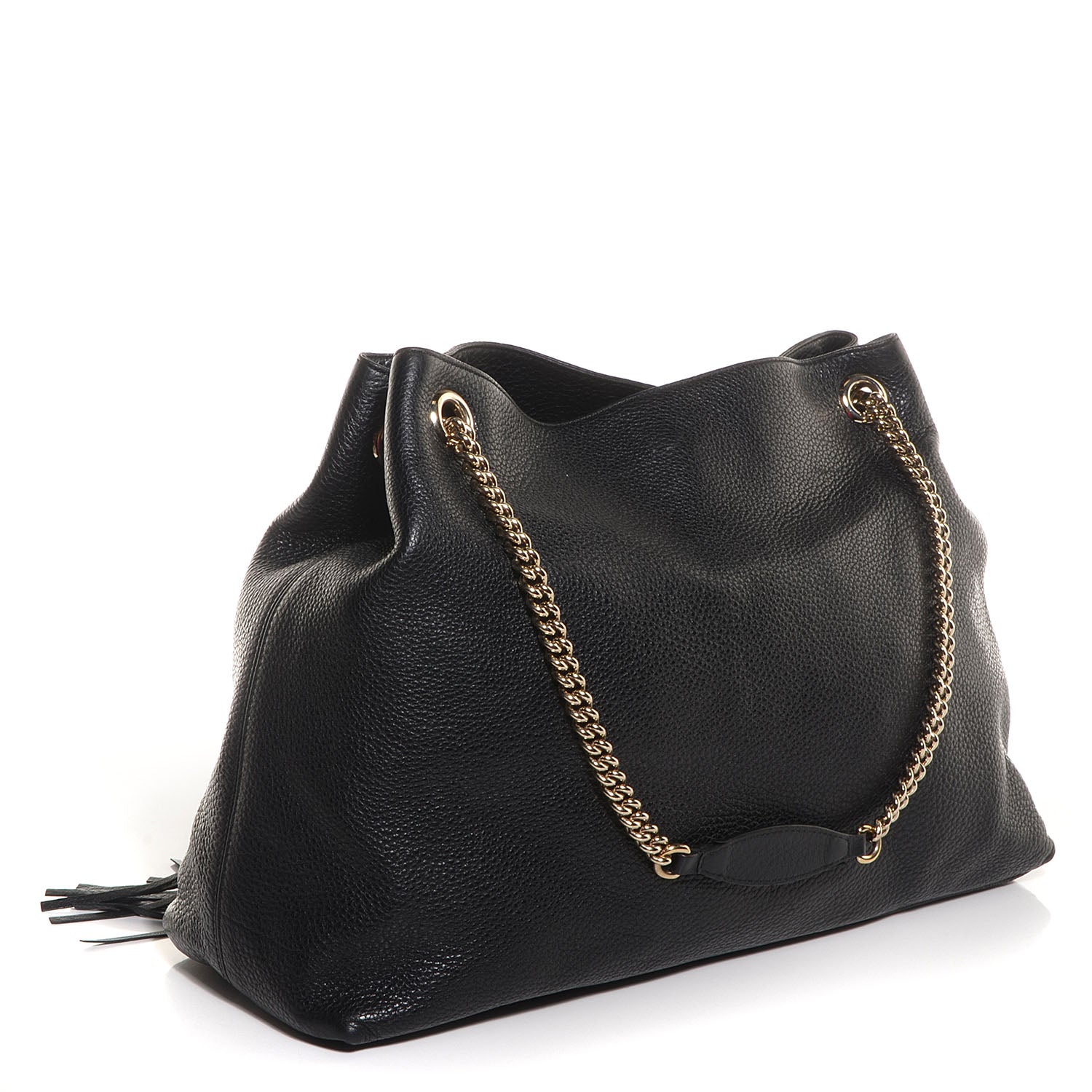 Gucci Pebbled Calfskin Large Soho Chain Shoulder Bag Black 3 of 7