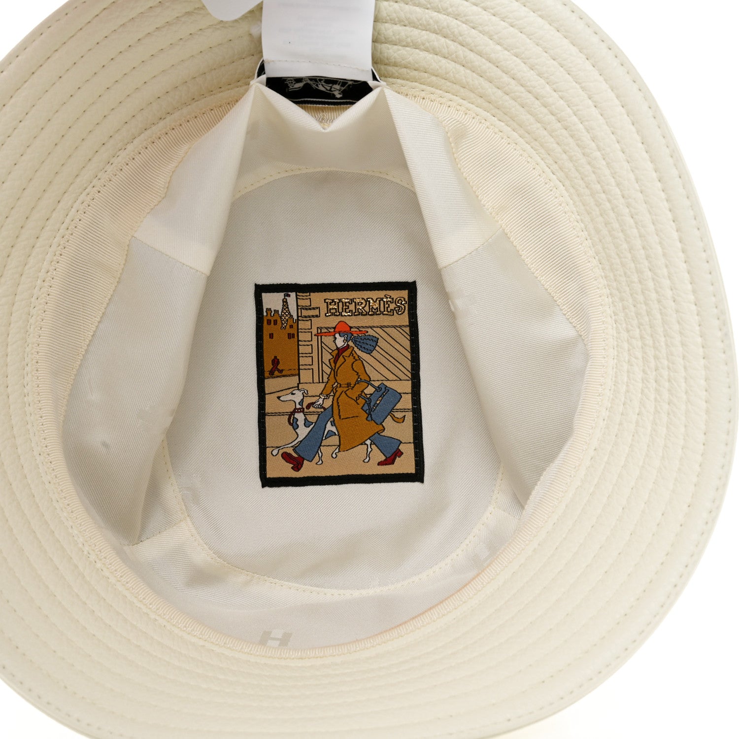 Hermes Cerf Lourd Calvi Bucket Hat 56 White Casse 7 of 8