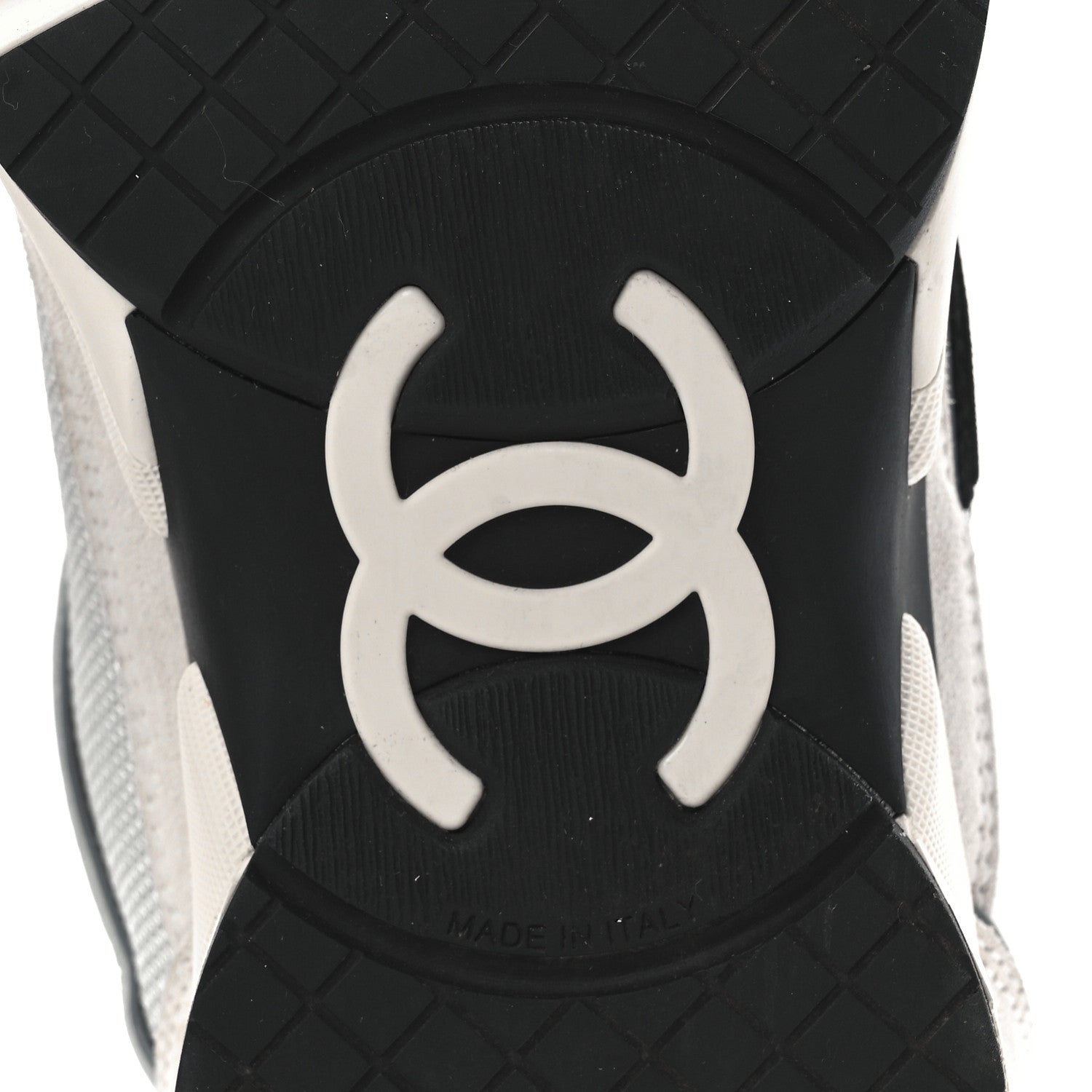 Chanel Mesh Suede Calfskin Womens CC Sneakers 40 White Silver Light Grey 5 of 8