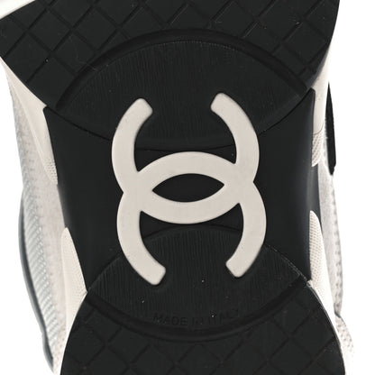 Chanel Mesh Suede Calfskin Womens CC Sneakers 40 White Silver Light Grey 5 of 8