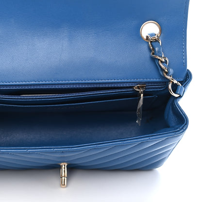 Chanel Lambskin Chevron Quilted Mini Rectangular Flap Blue 8 of 17