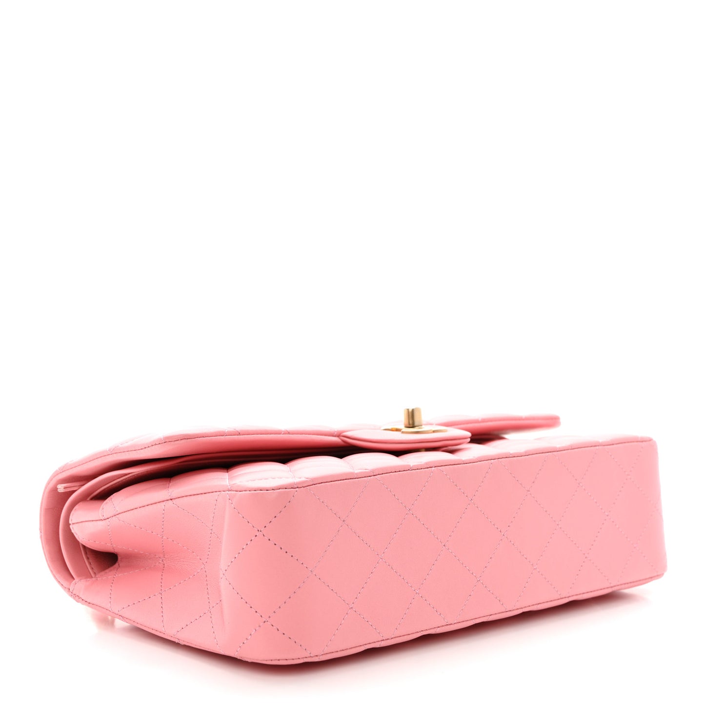 Lambskin Quilted Medium Double Flap Rose Pink