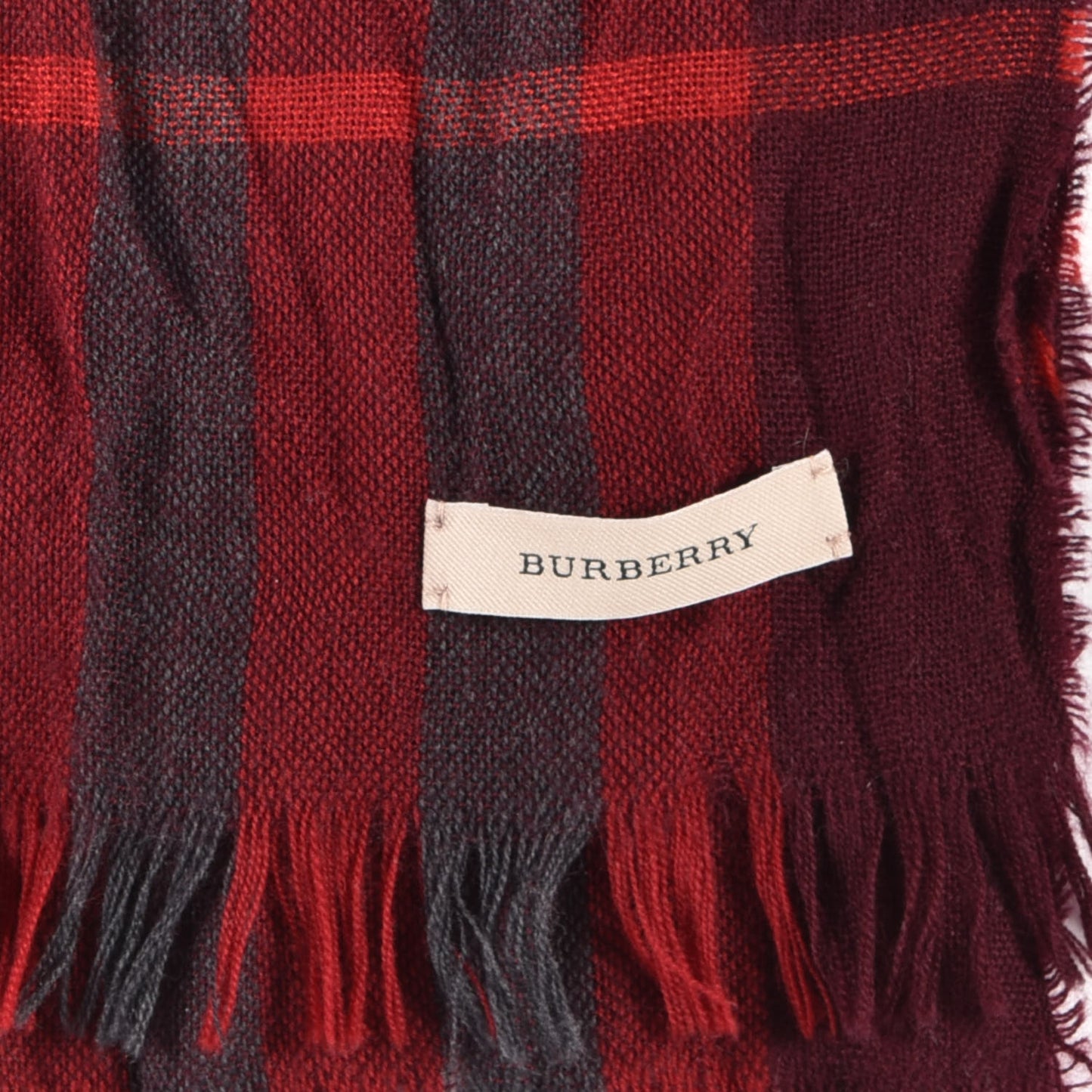Wool Giant Check Scarf Dark Red