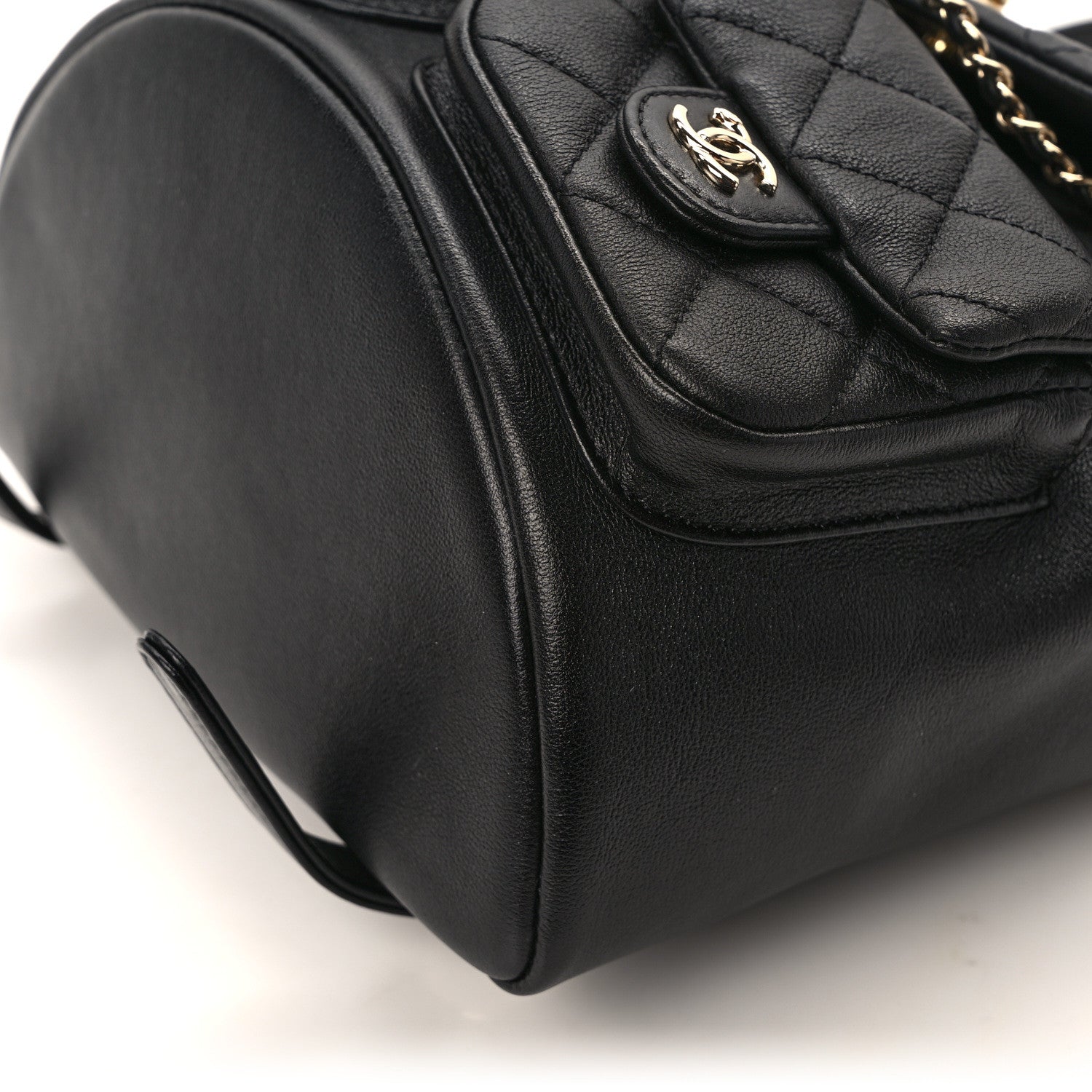 Chanel Calfskin Quilted Medium Duma Pockets Drawstring Backpack Black 12 of 12