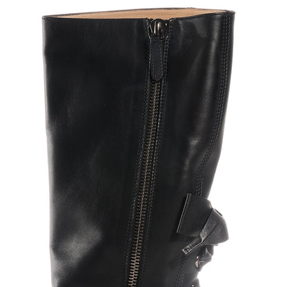 Valentino Garavani Soft Nappa Leather Ascot Ribbon Lace-Up Riding Boots 40 Black 5 of 9