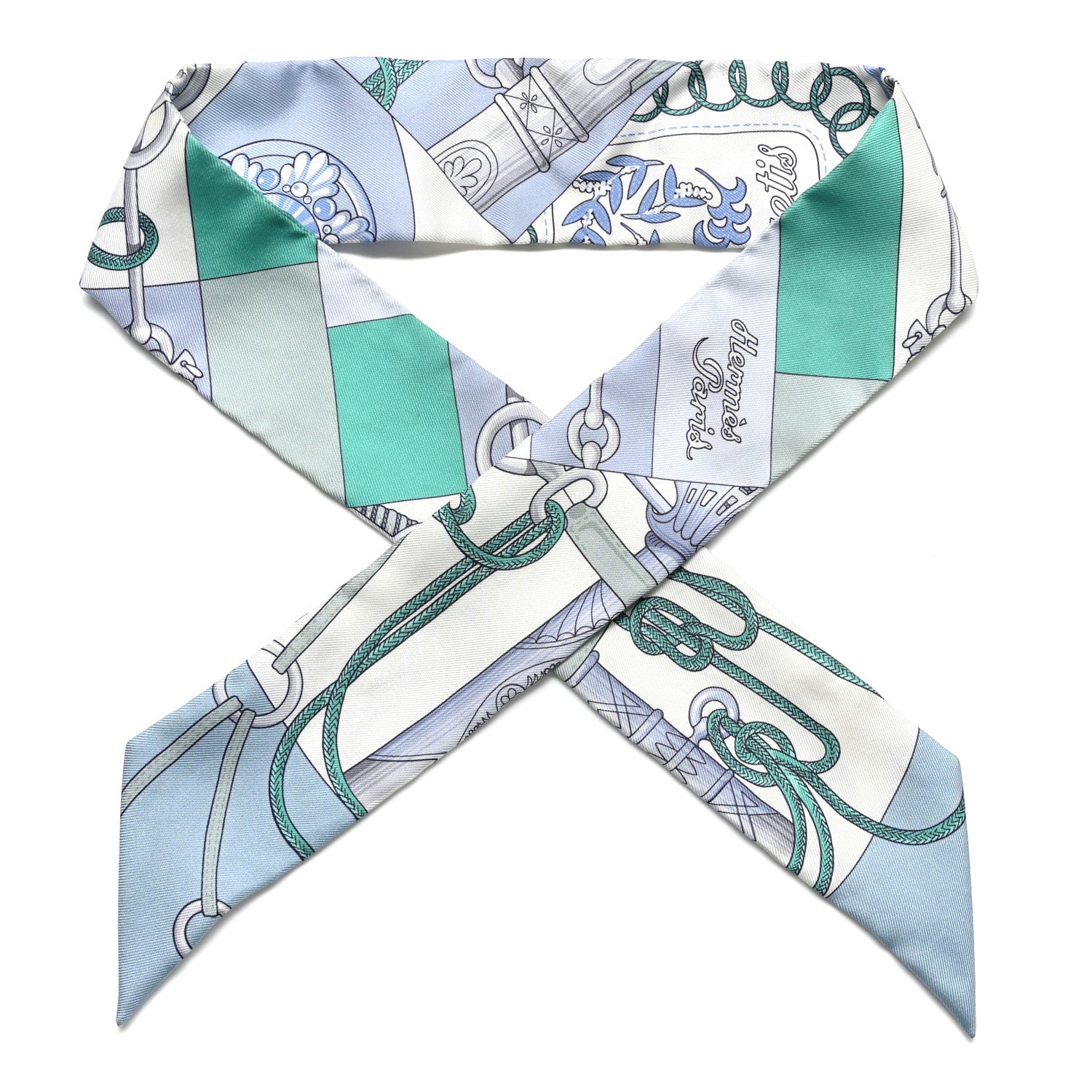 Hermes Silk Cliquetis Twilly Ciel White Menthol 1 of 7