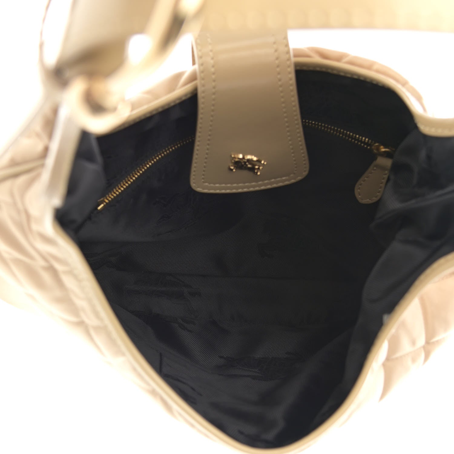 Burberry Nylon Quilted Patent Brook Hobo Beige 8 of 11