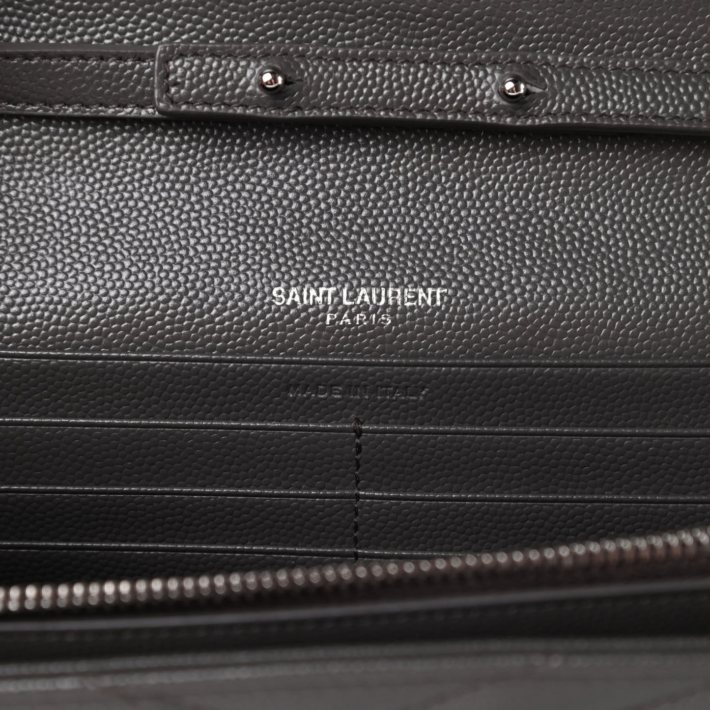 Grain De Poudre Matelasse Chevron Monogram Chain Wallet Grey