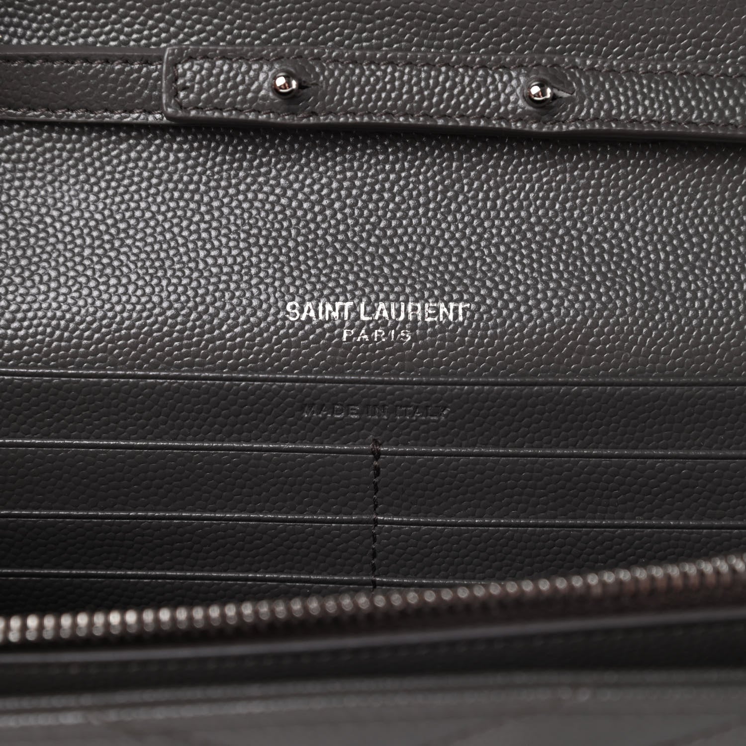 Saint Laurent Grain De Poudre Matelasse Chevron Monogram Chain Wallet Grey 6 of 12