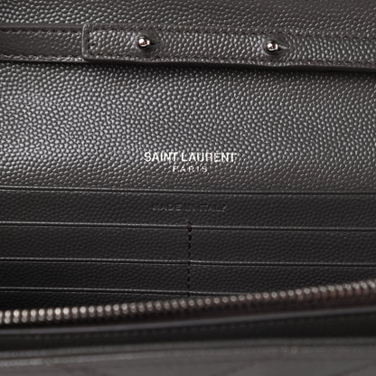 Saint Laurent Grain De Poudre Matelasse Chevron Monogram Chain Wallet Grey 6 of 12