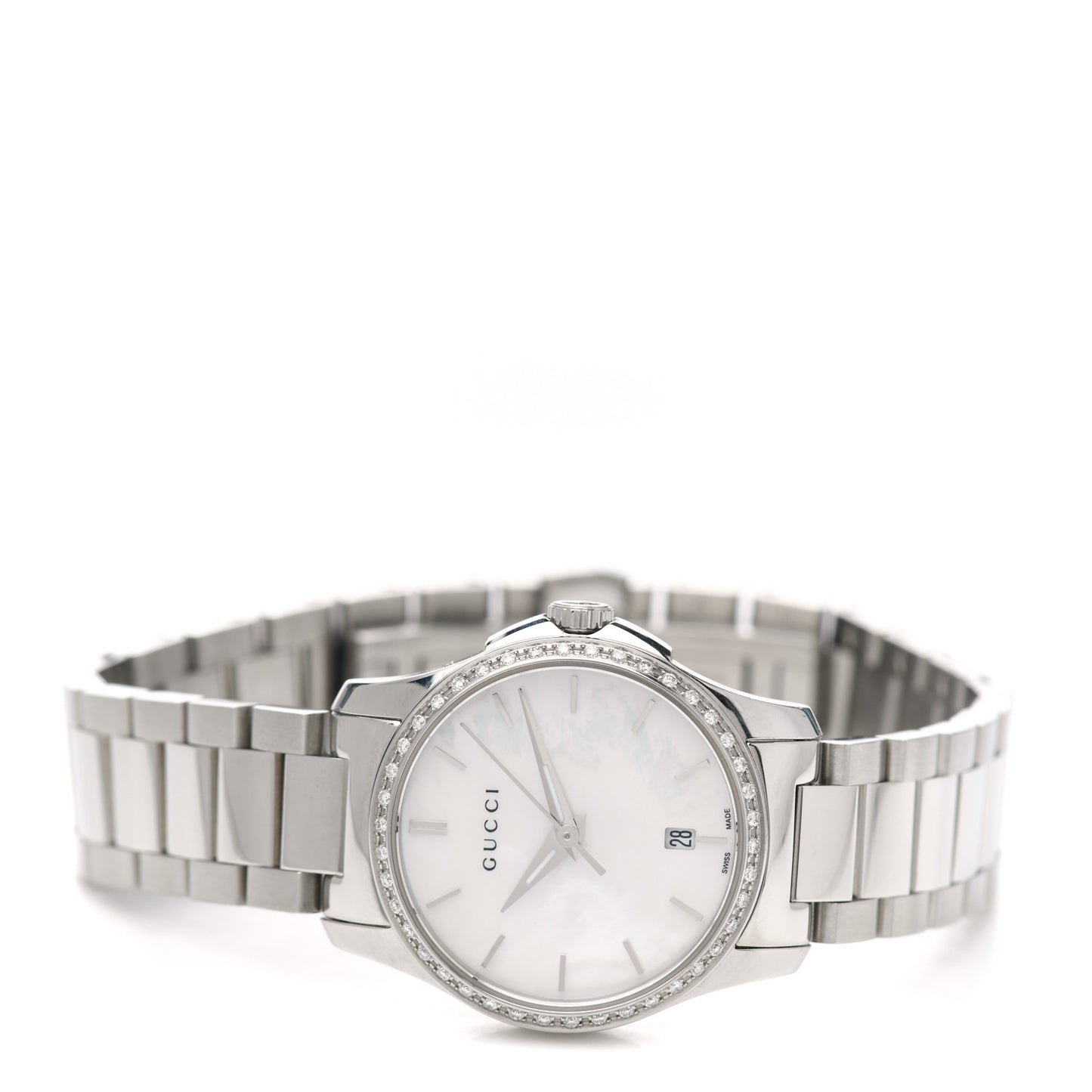 Stainless Steel Diamond Bezel Mother of Pearl 27mm G-Timeless Quartz Watch