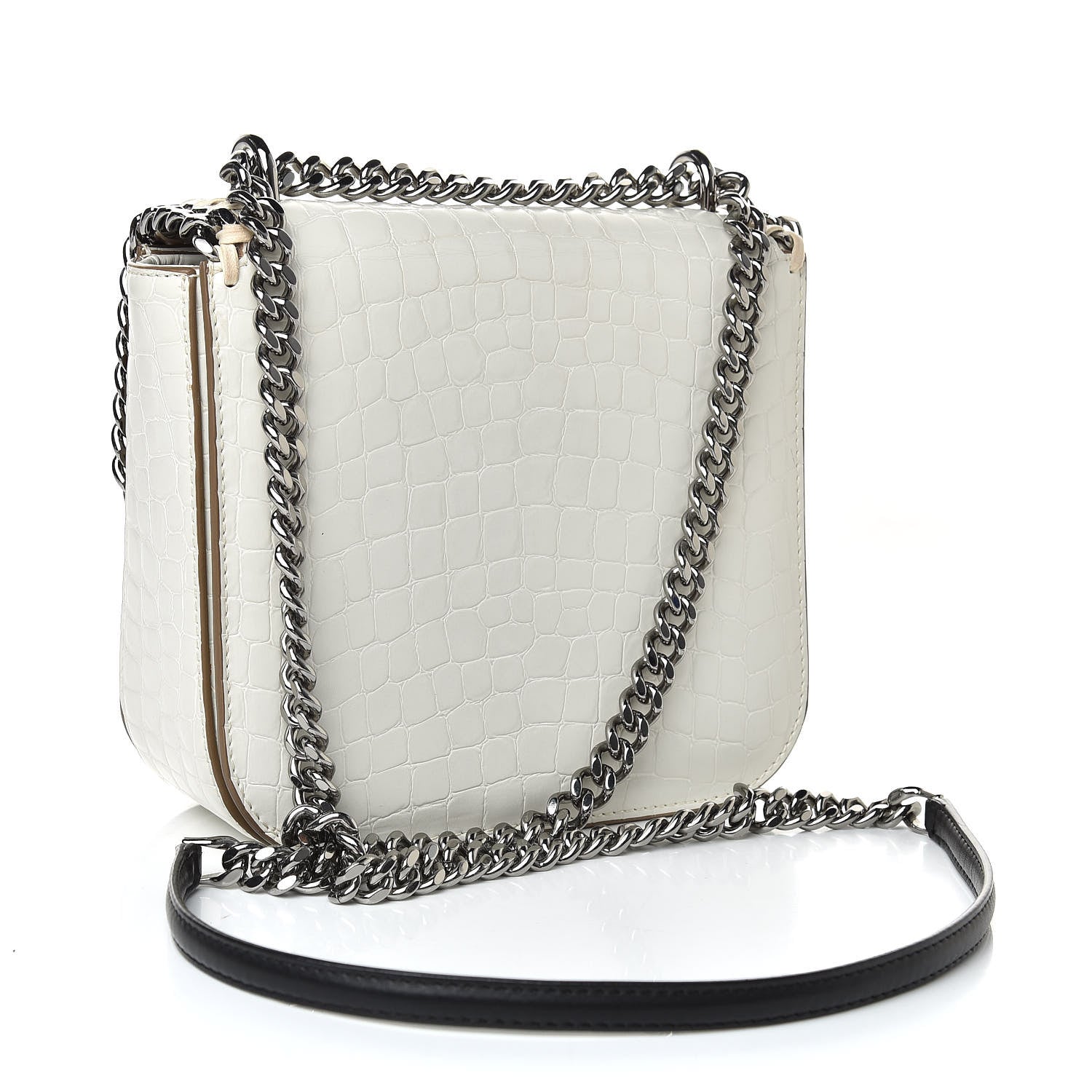 Stella McCartney Embossed Crocodile Effect Medium Falabella Box Shoulder Bag Ivory 3 of 10