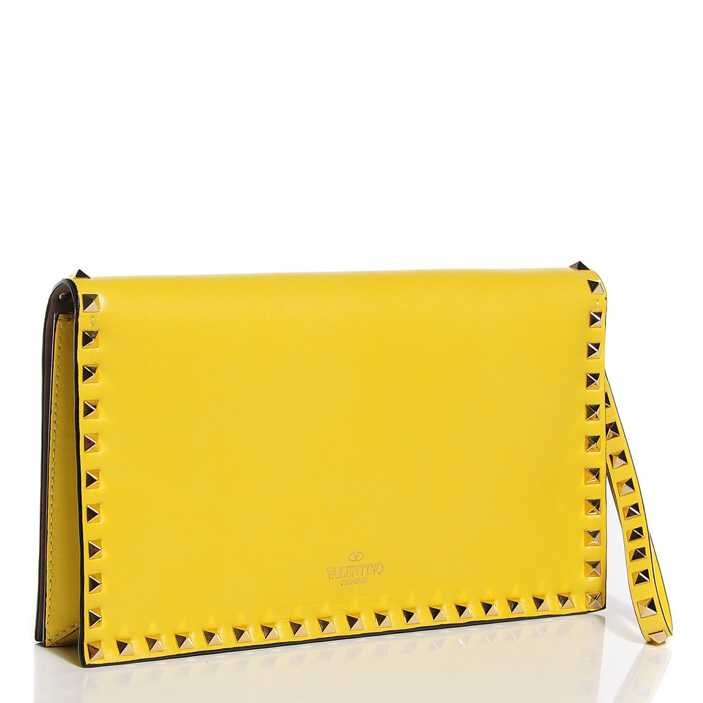 Nappa Rockstud Wristlet Clutch Naples Yellow