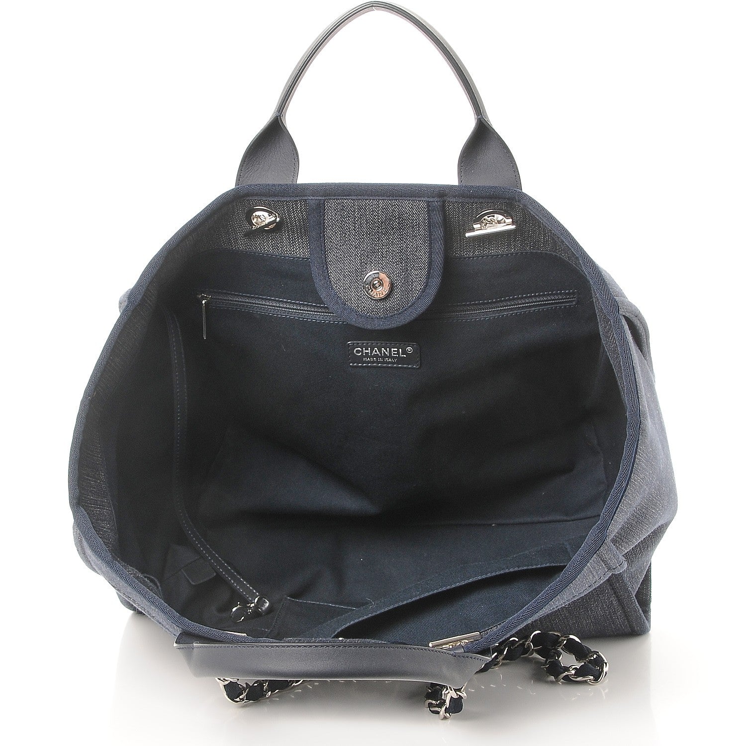 Chanel Denim Large Deauville Tote Dark Blue 5 of 8