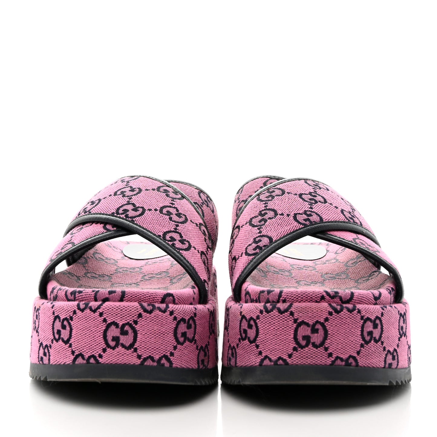 Monogram Multicolor Criss Cross Platform Slide Sandals 37.5 Pink Blue