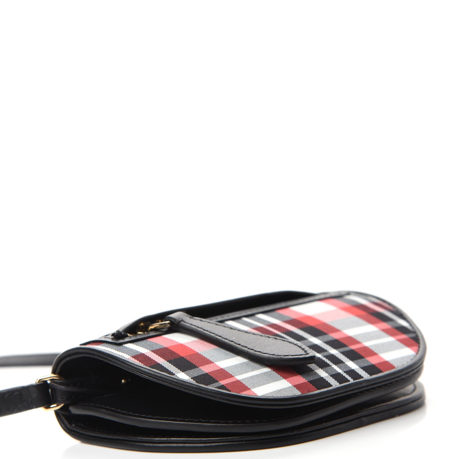 Burberry Calfskin Nylon Tartan Micro Olympia Card Case Bright Red 4 of 9