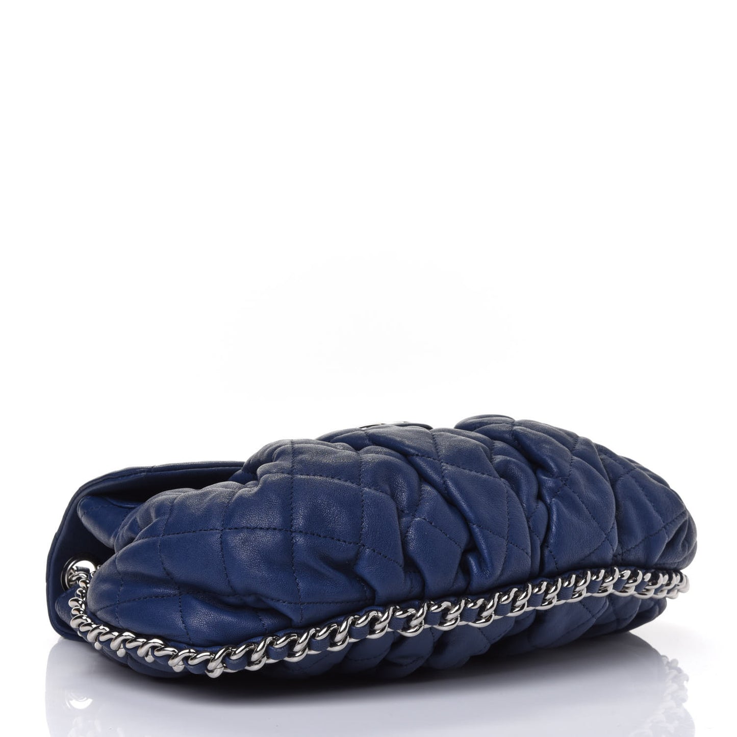 Washed Lambskin Quilted Medium Chain Around Messenger Blue
