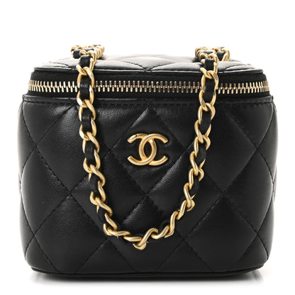 Chanel Lambskin Quilted Mini Pearl Crush Vanity Case With Chain Black 1 of 10
