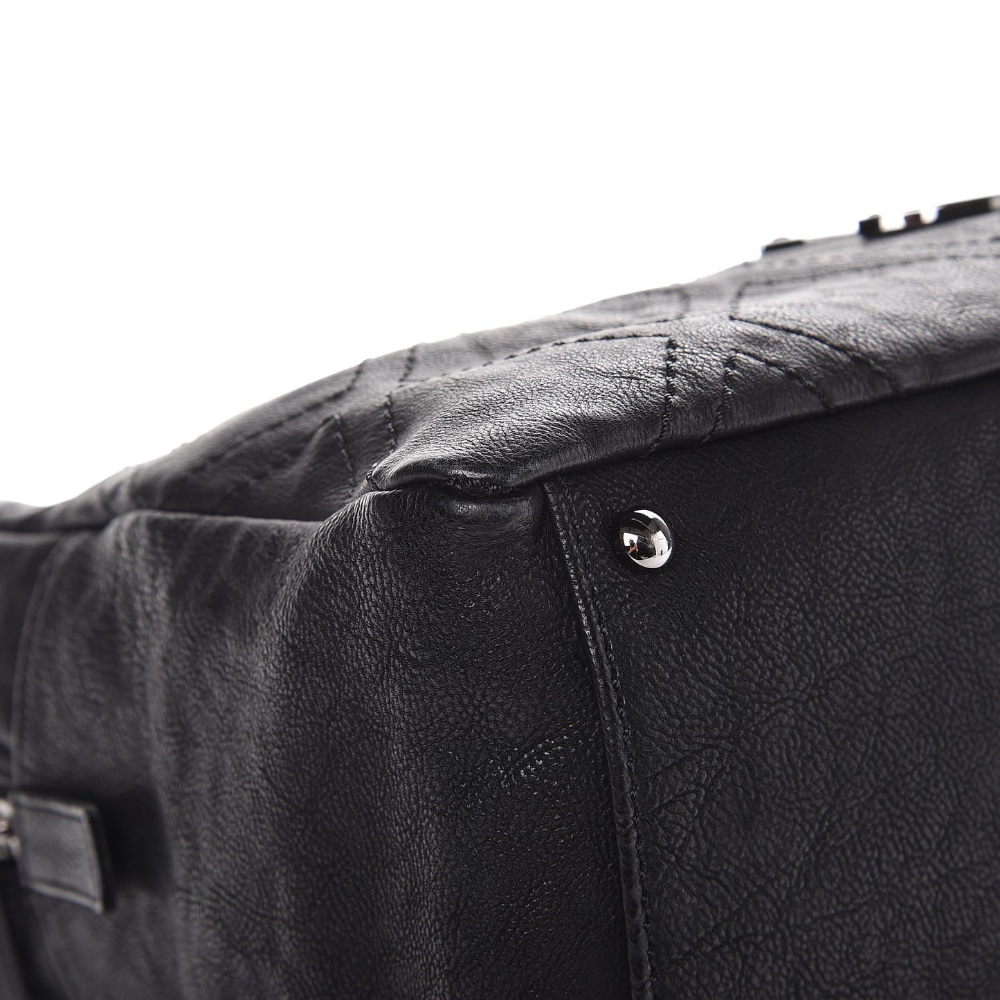 Calfskin Large Diamond Stitch Tote Black
