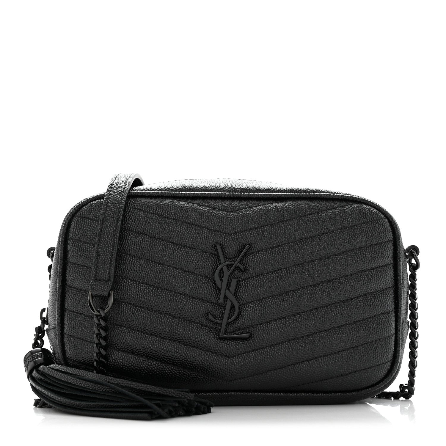 Saint Laurent Grain De Poudre Matelasse Monochrome Monogram Mini Lou Camera Bag Black 1 of 11