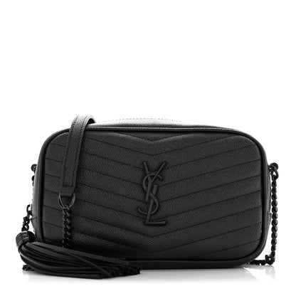 Saint Laurent Grain De Poudre Matelasse Monochrome Monogram Mini Lou Camera Bag Black 1 of 11