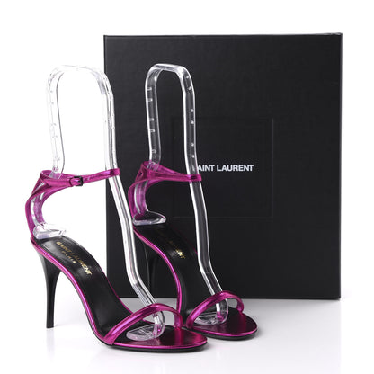 Saint Laurent Metallic Lambskin Lexi 90 Ankle Strap Sandals 35.5 Fuchsia 9 of 10