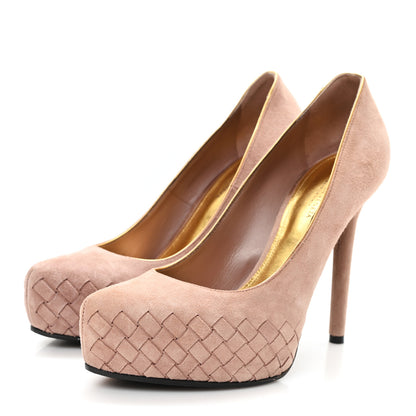Bottega Veneta Suede Intrecciato Pumps 38 Pink 4 of 9