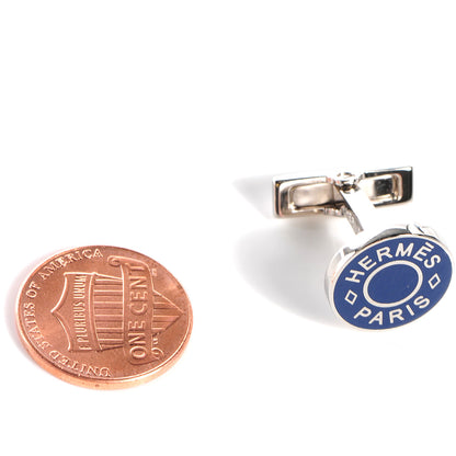 Hermes Licol 2 Lacquer and Metal Cufflinks Navy Bleu 2 of 6
