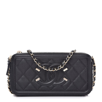 Chanel Caviar Quilted CC Filigree Clutch With Chain Black 1 of 12