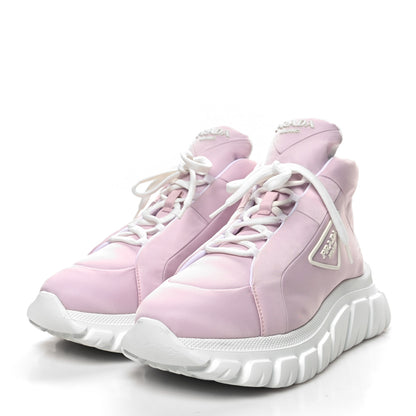 Prada Re-Nylon Gabardine Rubber Triangle Logo Quilted Womens Rush Piuma 50mm Mid Sneakers 38 Alabastro 3 of 8