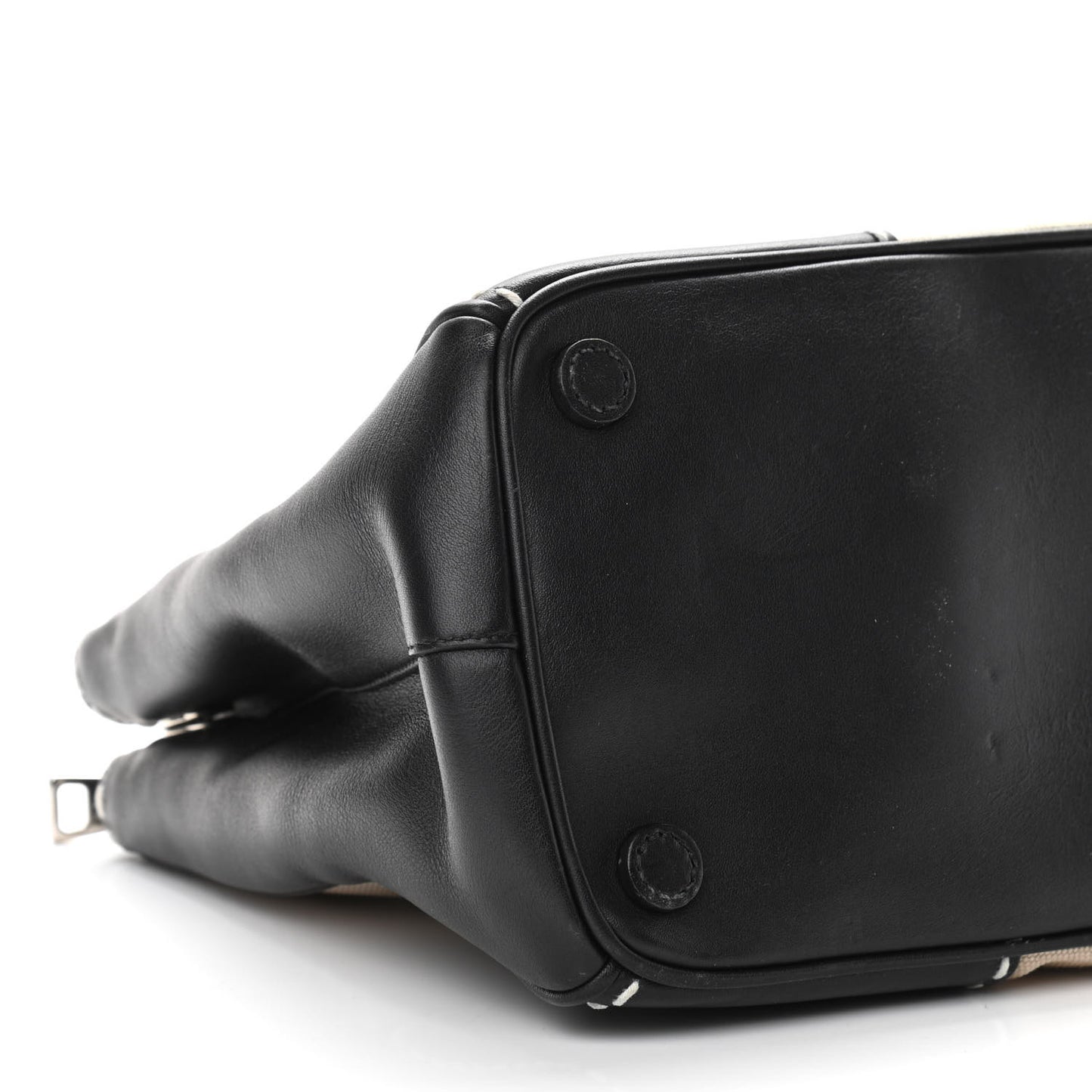 Canvas Calfskin Small City Stitch Tote Black