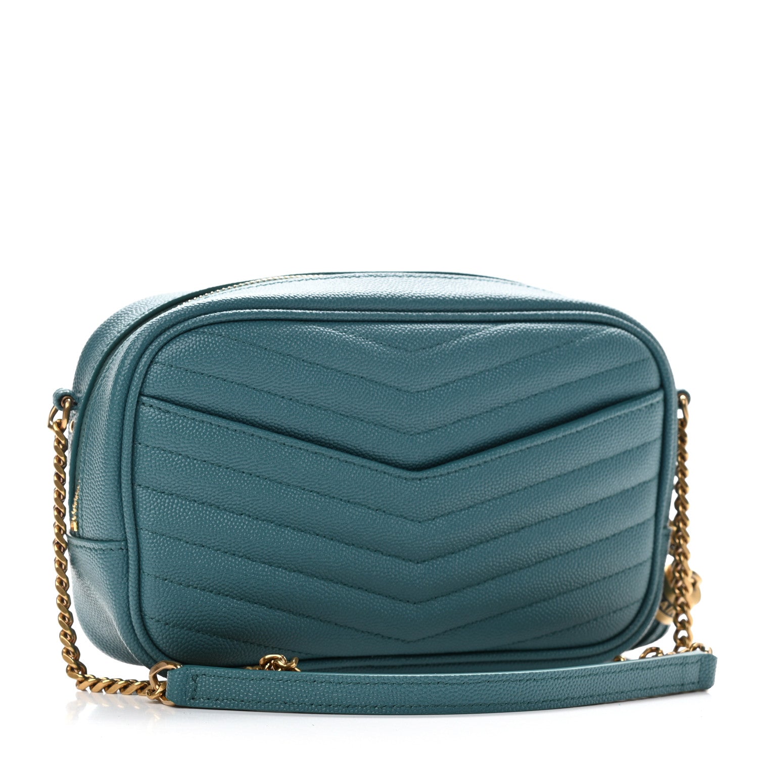 Saint Laurent Grain De Poudre Matelasse Monogram Mini Lou Camera Bag Blue Vert 3 of 11
