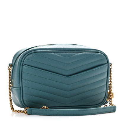 Saint Laurent Grain De Poudre Matelasse Monogram Mini Lou Camera Bag Blue Vert 3 of 11