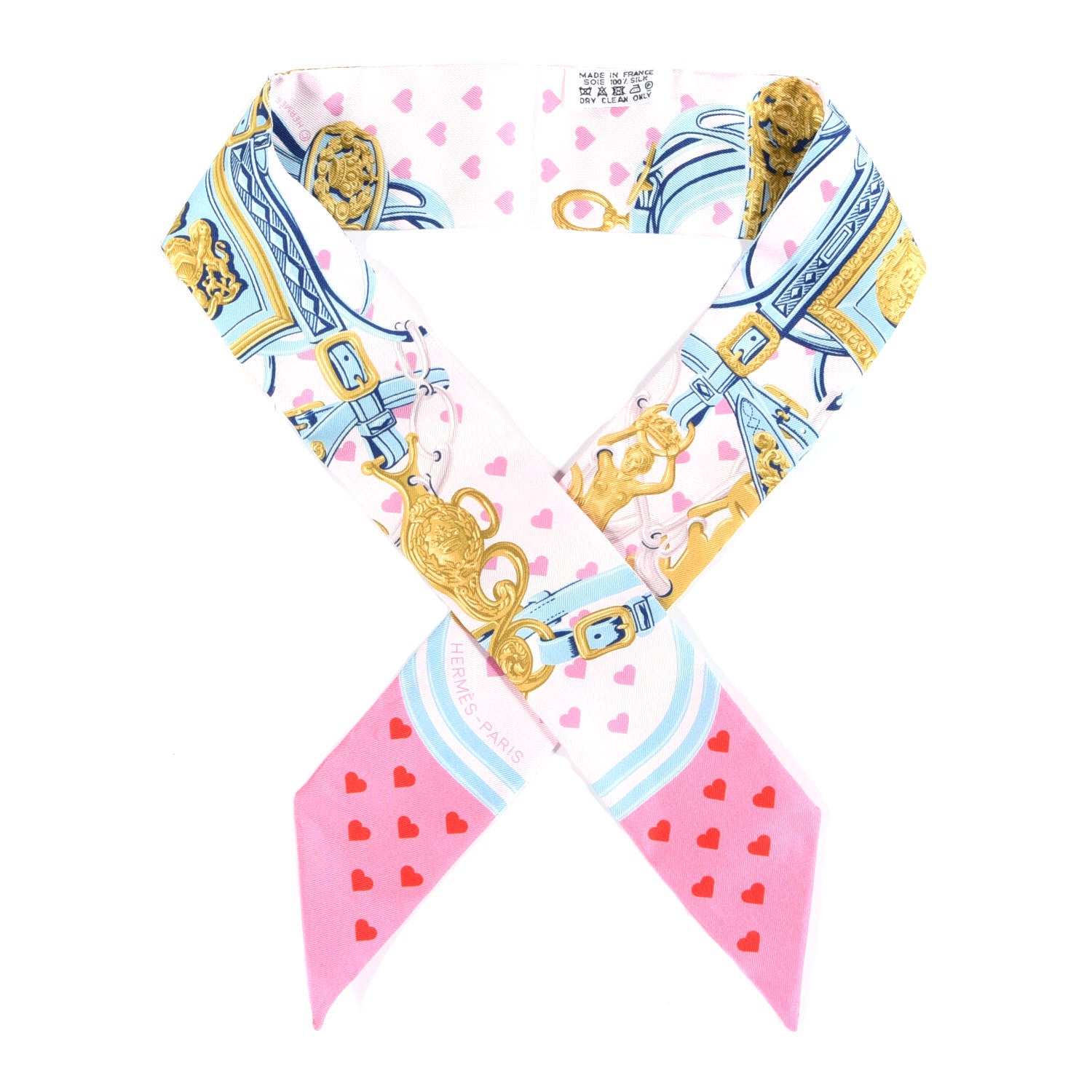 Hermes Silk Brides de Gala Love Twilly Rose Pale Bleu Glacier Rose 1 of 3