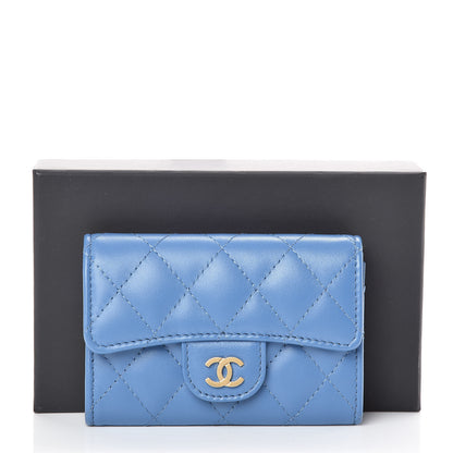 Chanel Lambskin Quilted Card Holder Wallet Blue 11 of 11