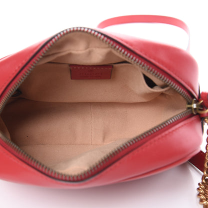 Gucci Calfskin Matelasse Mini GG Marmont Chain Shoulder Bag Hibiscus Red 5 of 11