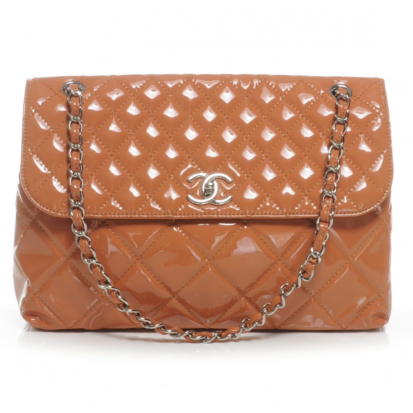 Vinyl Quilted In the Business Flap Bag Salmon