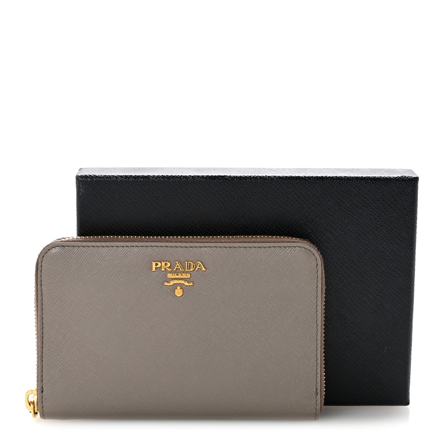 Saffiano Metal Zip Around Wallet Argilla