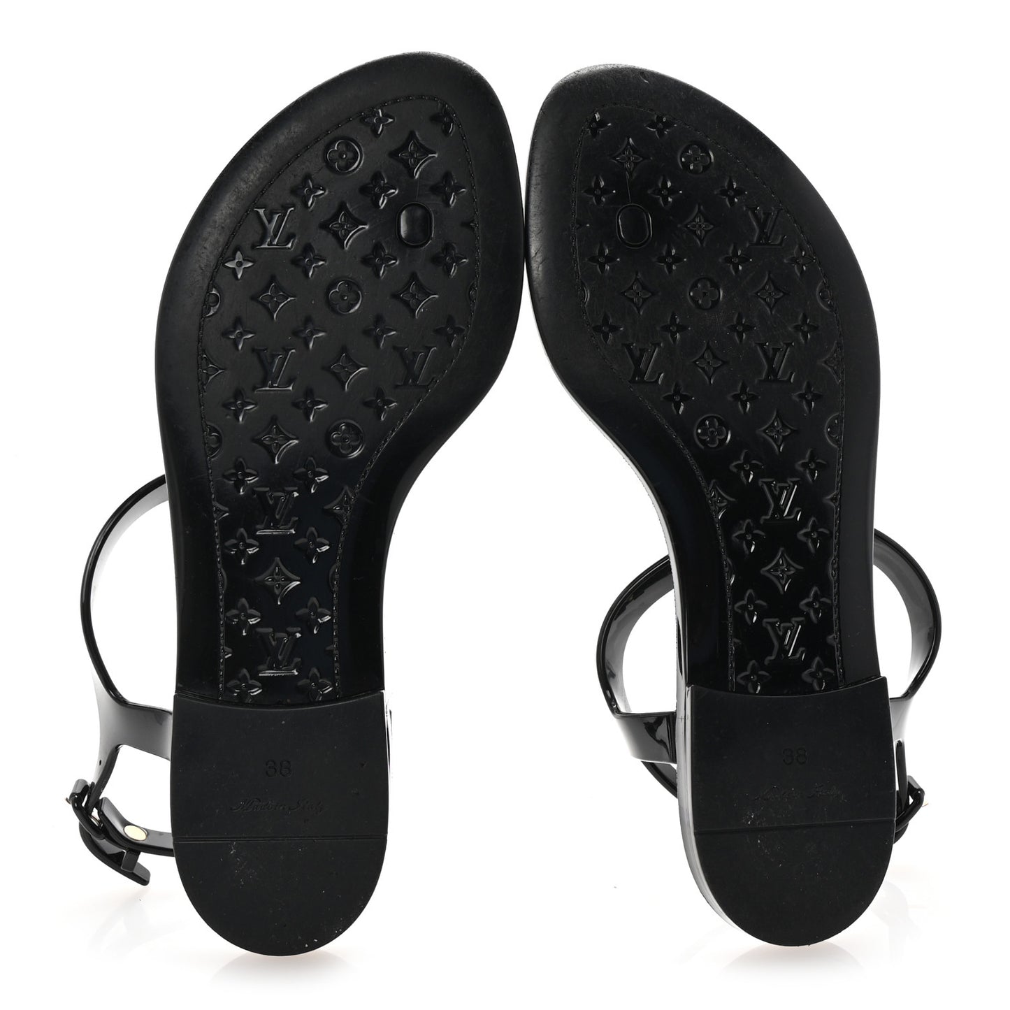 Rubber Bikini Thong Flat Sandals 38 Black