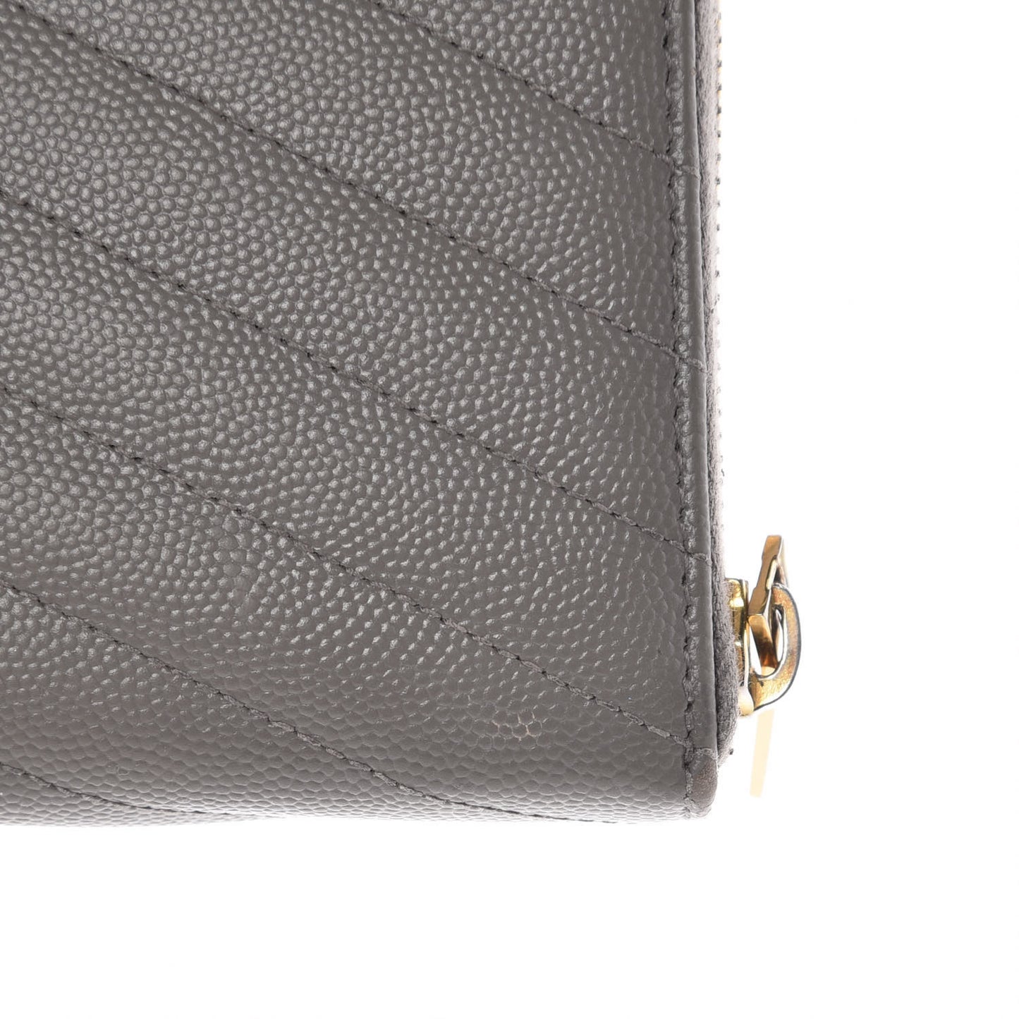 Grain De Poudre Matelasse Chevron Monogram Zip Around Wallet Dark Anthracite