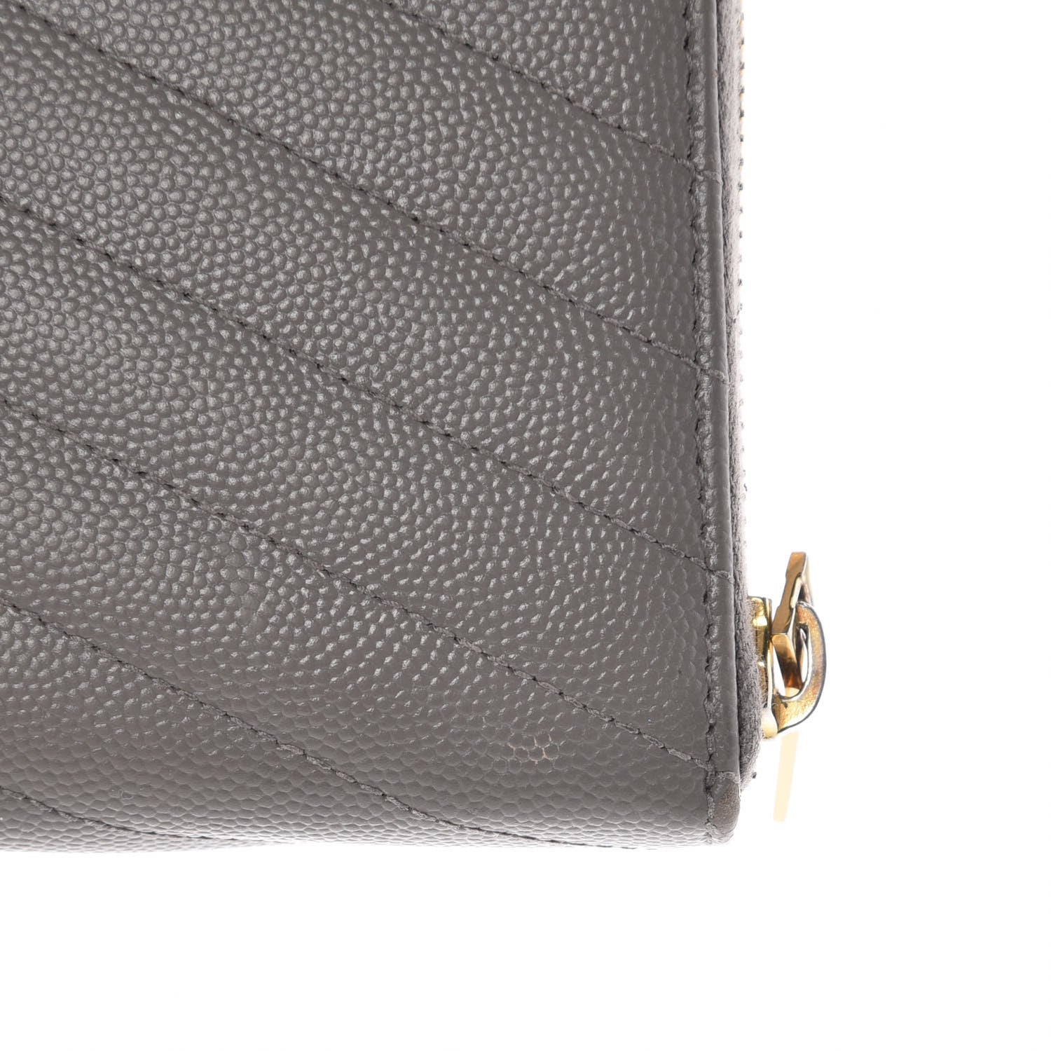 Saint Laurent Grain De Poudre Matelasse Chevron Monogram Zip Around Wallet Dark Anthracite 9 of 11
