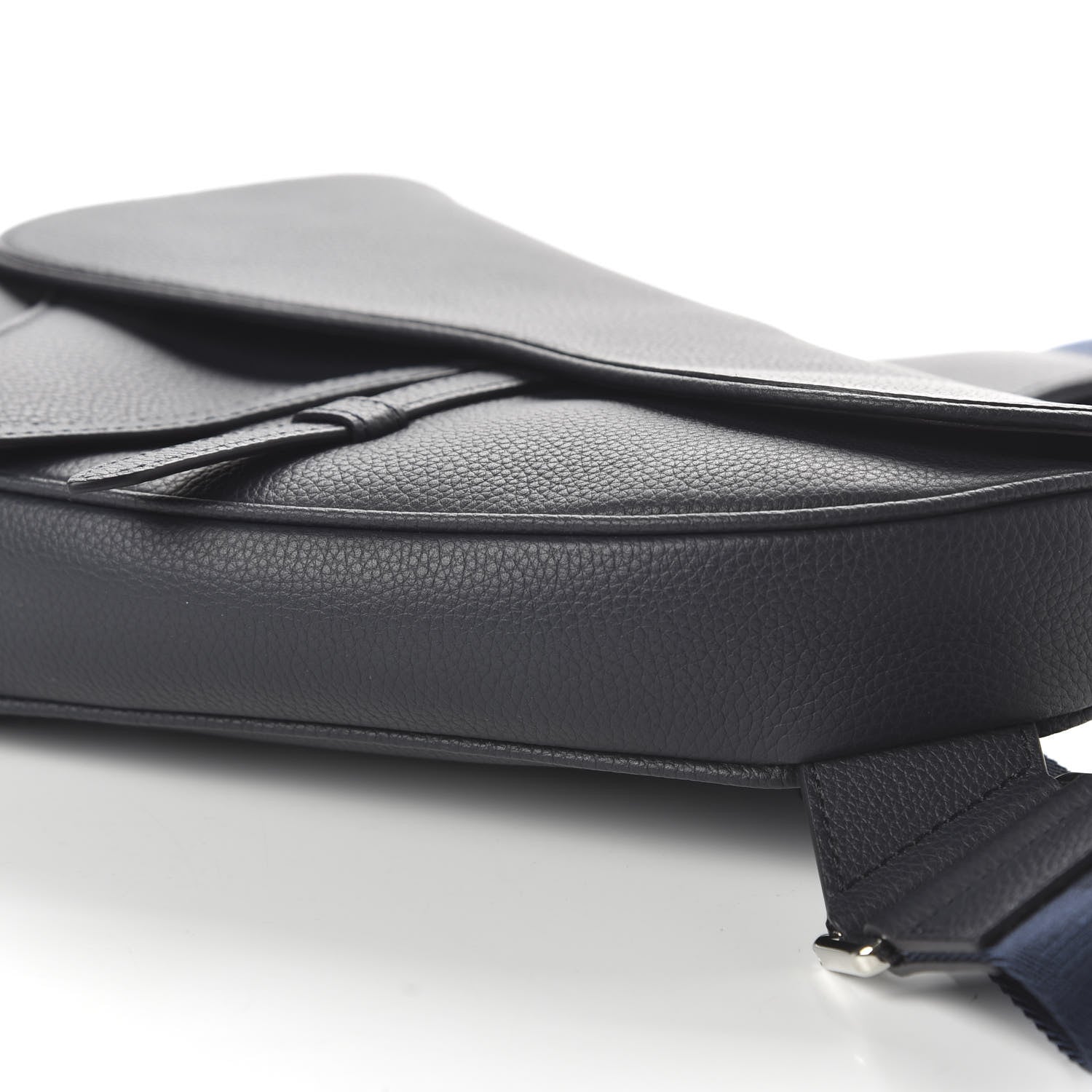 Christian Dior Grained Calfskin Saddle Bag Navy Blue 7 of 9